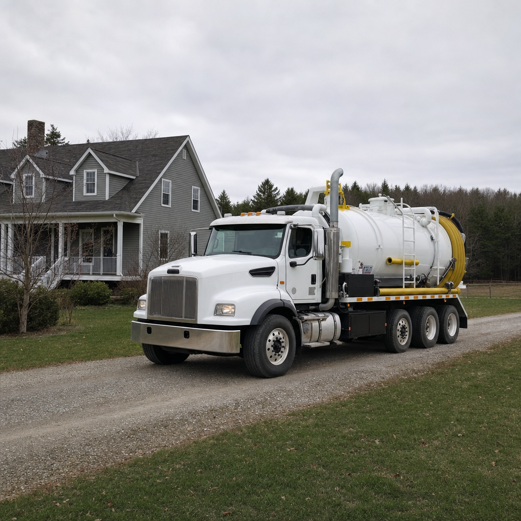 Septic vacuum truck arriving at a Flushing home for same-day emergency service