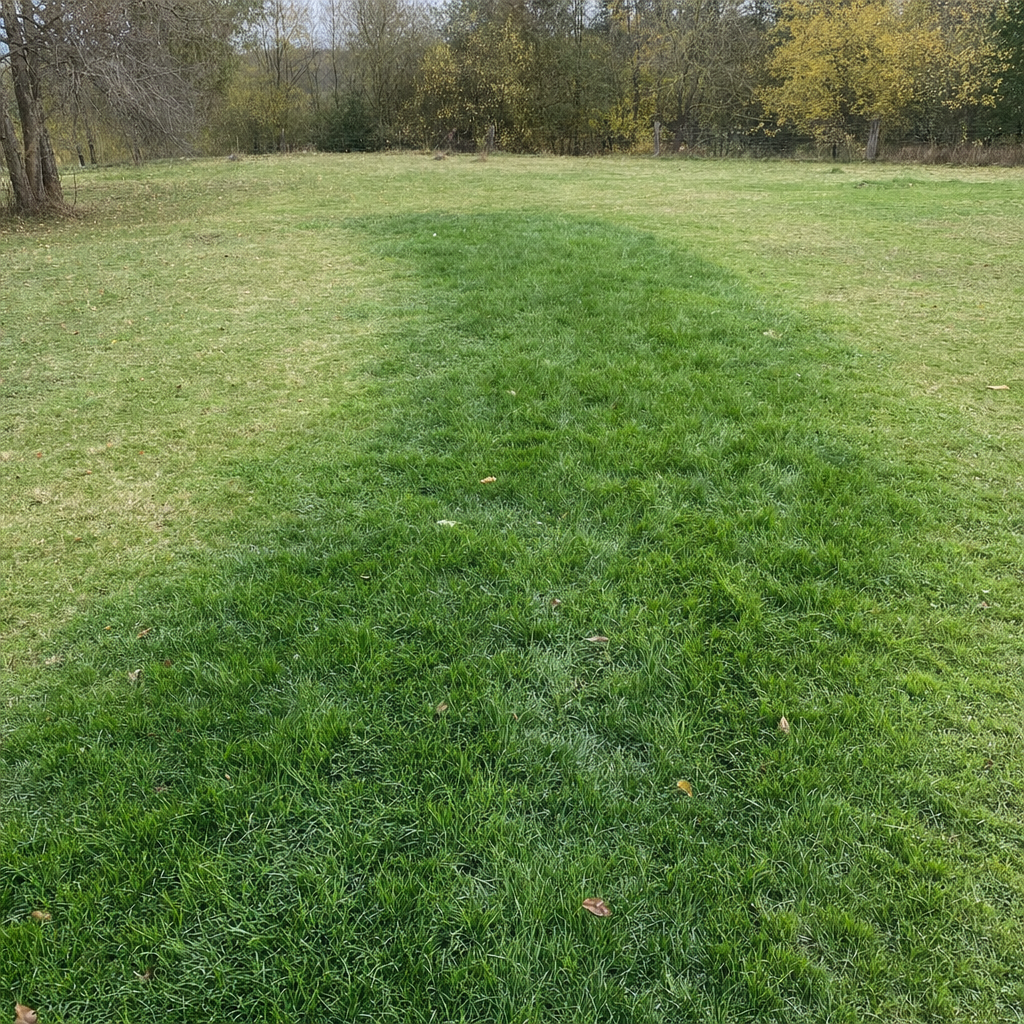 A soggy, unusually green patch of lawn over the drain field of a Flushing home, a sign the septic tank needs pumping